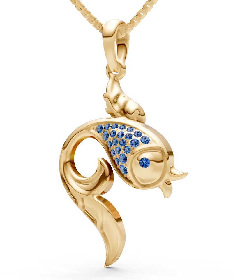 London Blue Topaz Gemstones Fish Pendant