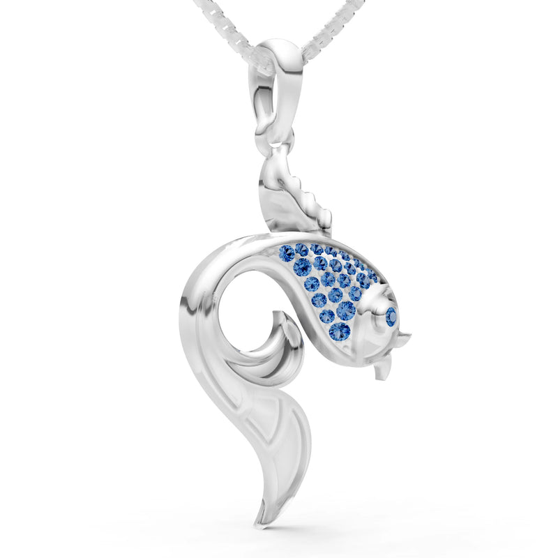 London Blue Topaz Gemstones Fish Pendant
