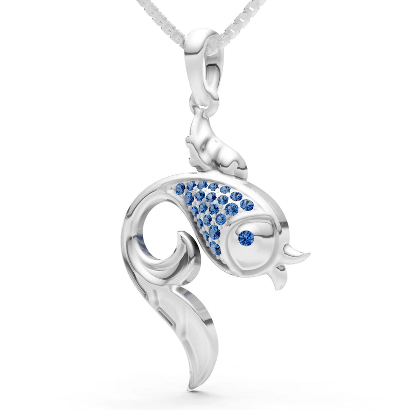 London Blue Topaz Gemstones Fish Pendant