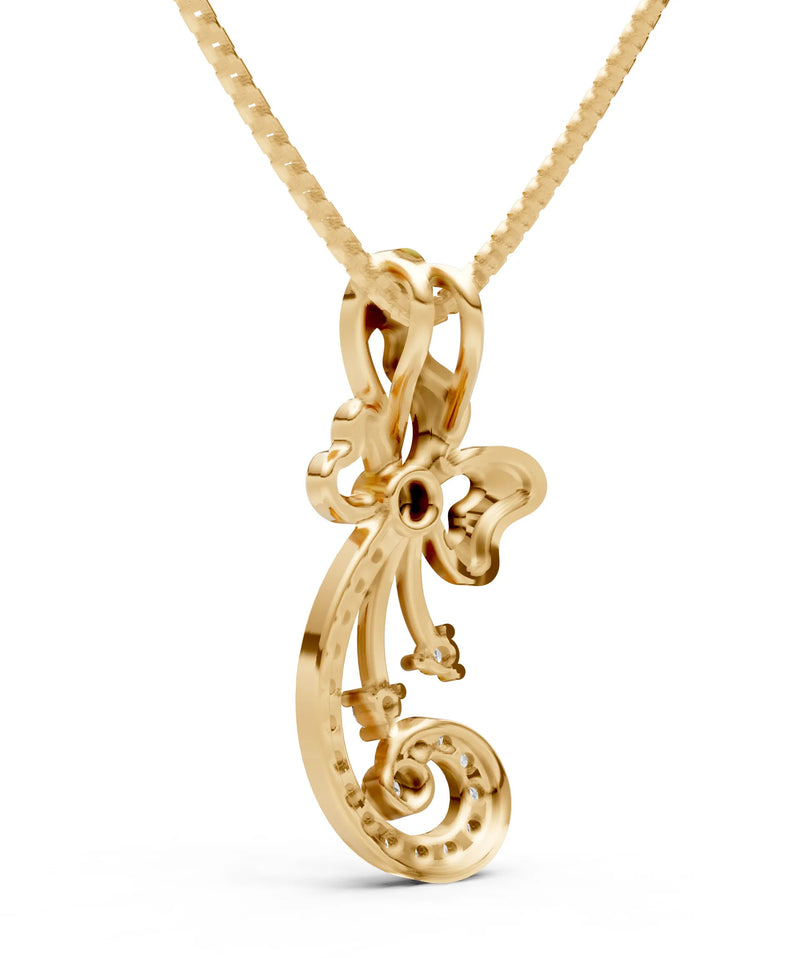 Diamond Gemstones Ribbon Pendant