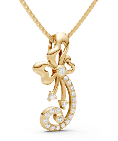 Diamond Gemstones Ribbon Pendant