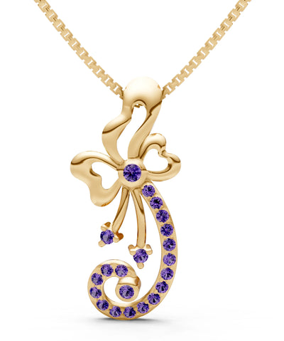 Amethyst Gemstones Ribbon Pendant