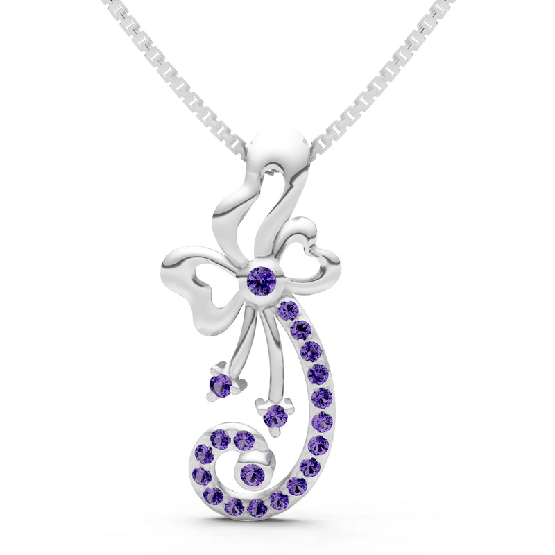 Amethyst Gemstones Ribbon Pendant