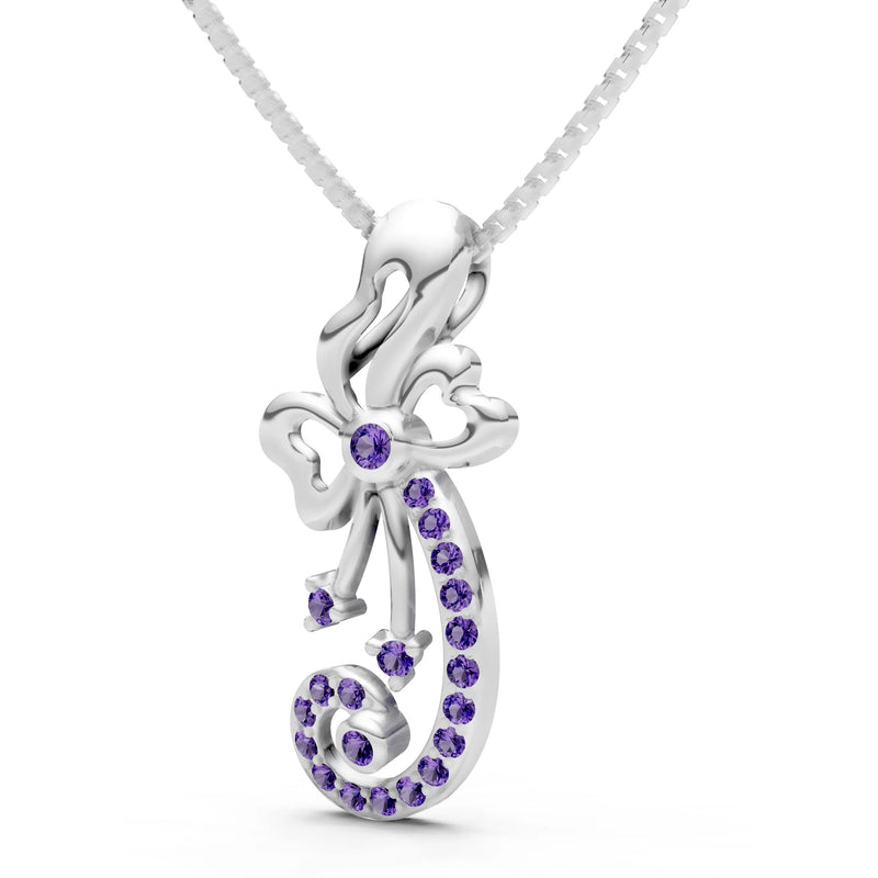 Amethyst Gemstones Ribbon Pendant