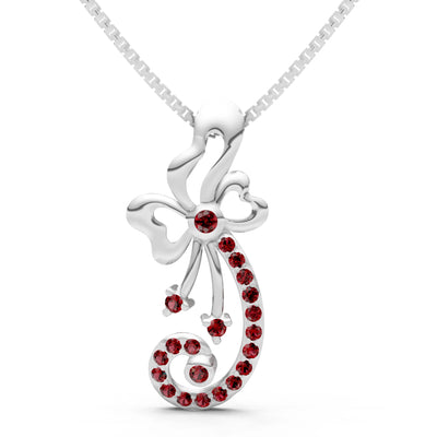 Garnet Gemstones Ribbon Pendant