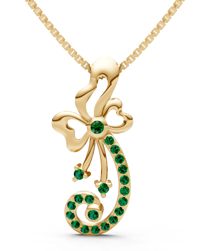 Emerald Gemstones Ribbon Pendant