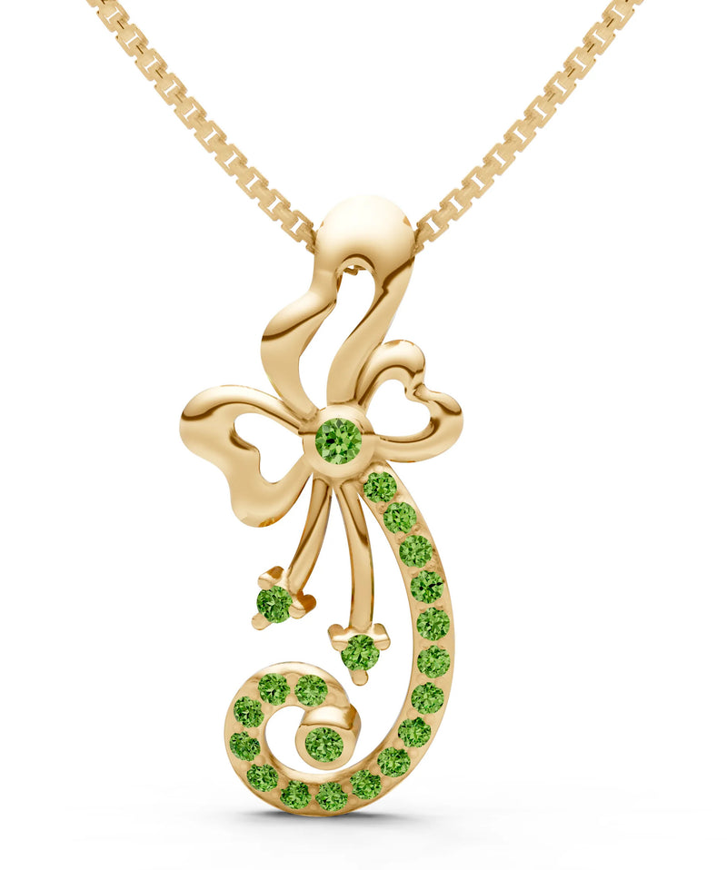 Peridot Gemstones Ribbon Pendant