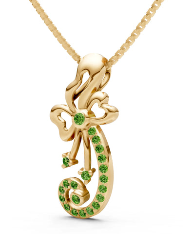 Peridot Gemstones Ribbon Pendant