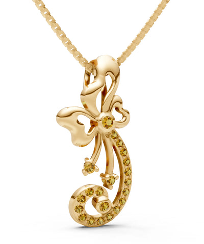 Citrine Gemstones Ribbon Pendant