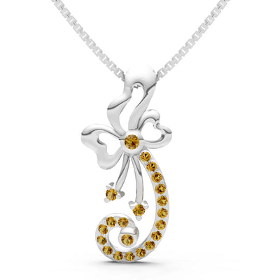 Citrine Gemstones Ribbon Pendant