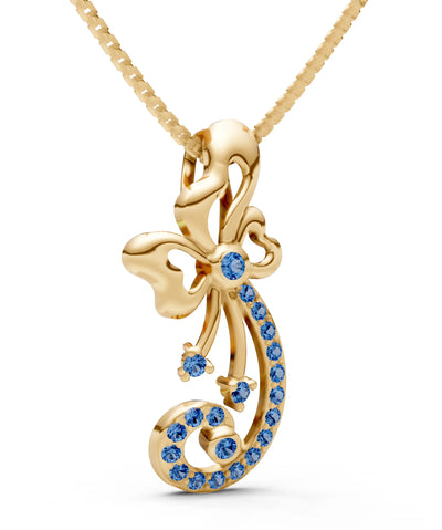 London Blue Topaz Gemstones Ribbon Pendant