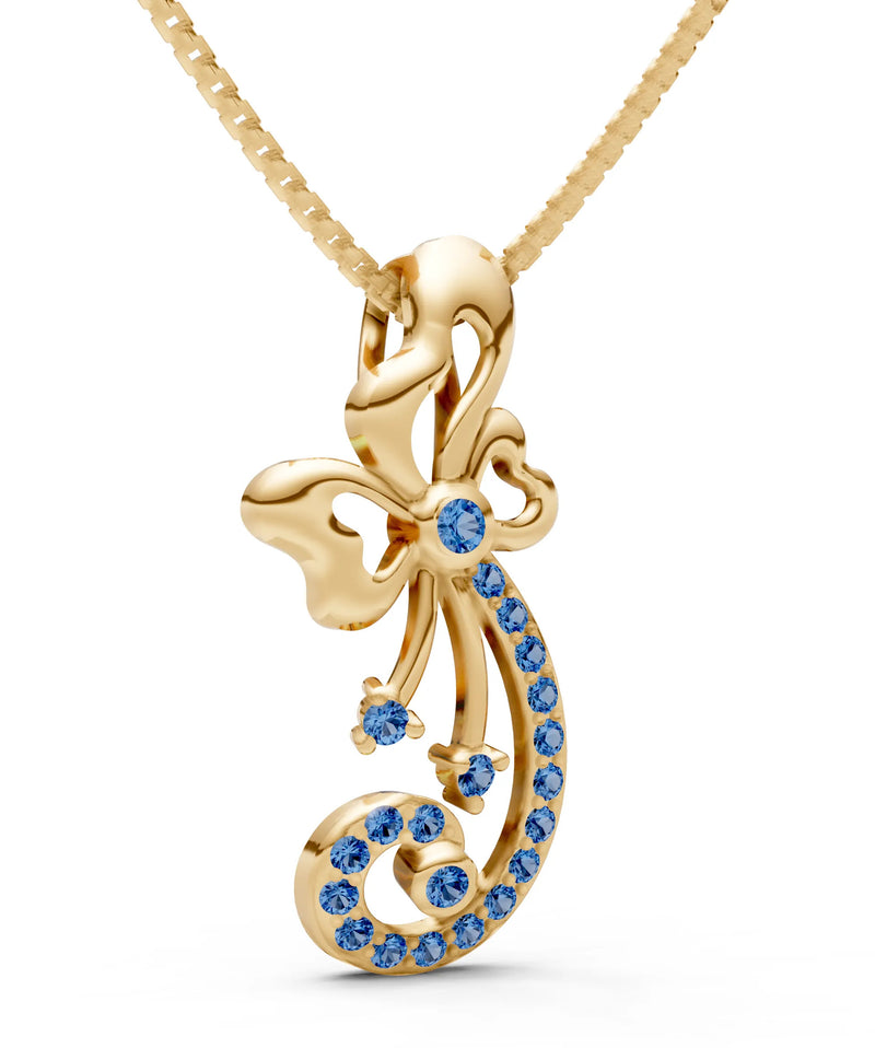 London Blue Topaz Gemstones Ribbon Pendant