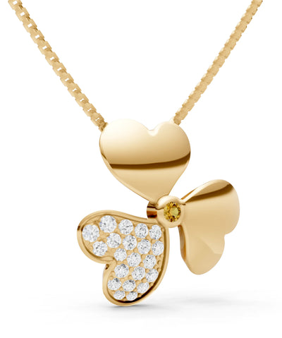 Citrine Heart Shape Three-leaf Clover Pendant