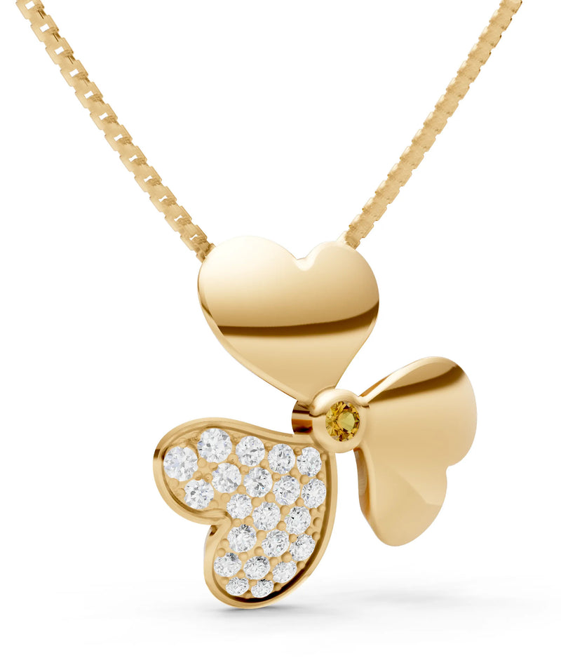 Citrine Heart Shape Three-leaf Clover Pendant