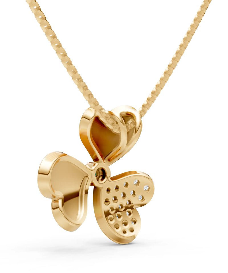 Emerald Heart Shape Three-leaf Clover Pendant