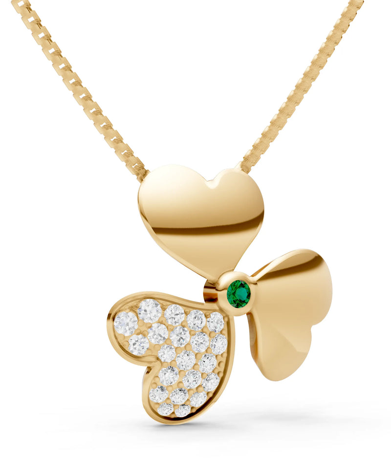 Emerald Heart Shape Three-leaf Clover Pendant