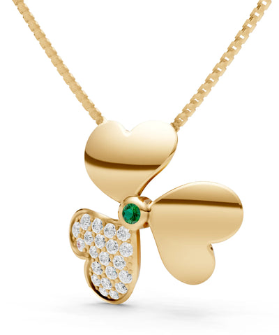 Emerald Heart Shape Three-leaf Clover Pendant
