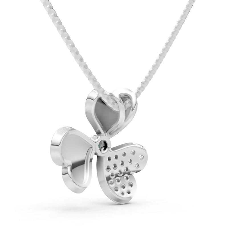 Emerald Heart Shape Three-leaf Clover Pendant