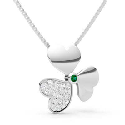 Emerald Heart Shape Three-leaf Clover Pendant