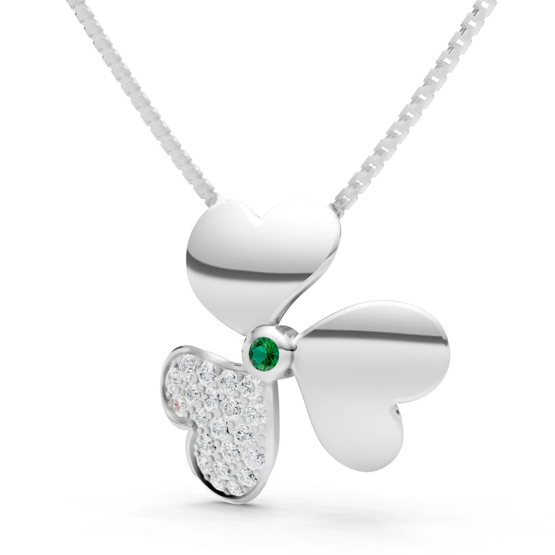 Emerald Heart Shape Three-leaf Clover Pendant