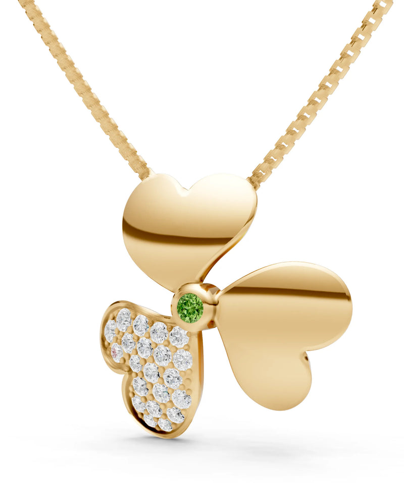 Peridot Heart Shape Three-leaf Clover Pendant