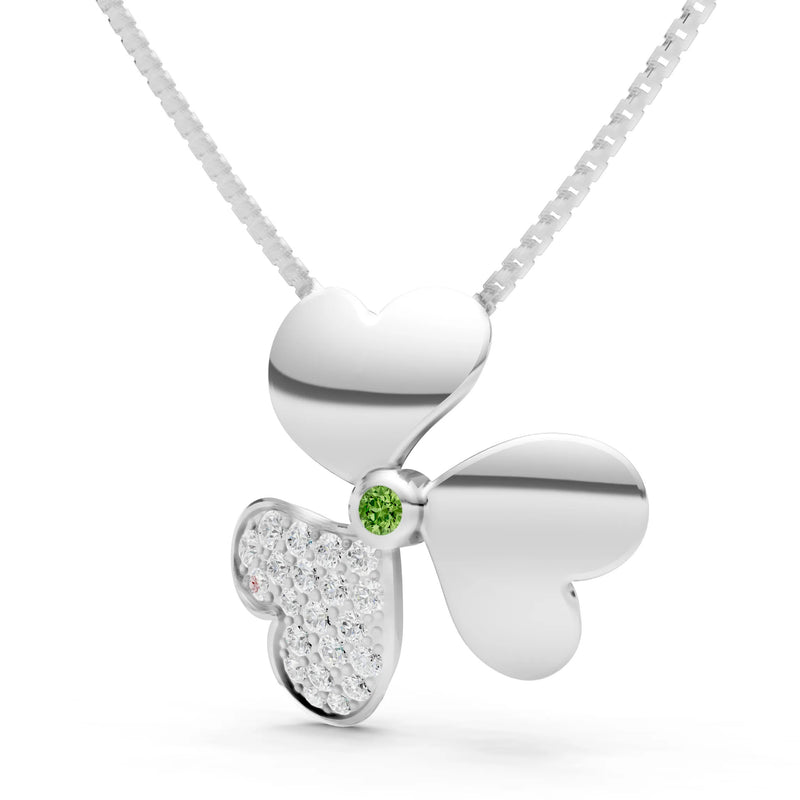 Peridot Heart Shape Three-leaf Clover Pendant