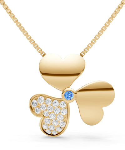 Swiss Blue Topaz Heart Shape Three-leaf Clover Pendant
