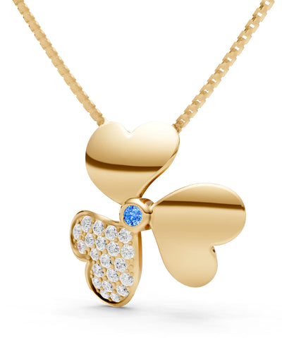 Swiss Blue Topaz Heart Shape Three-leaf Clover Pendant