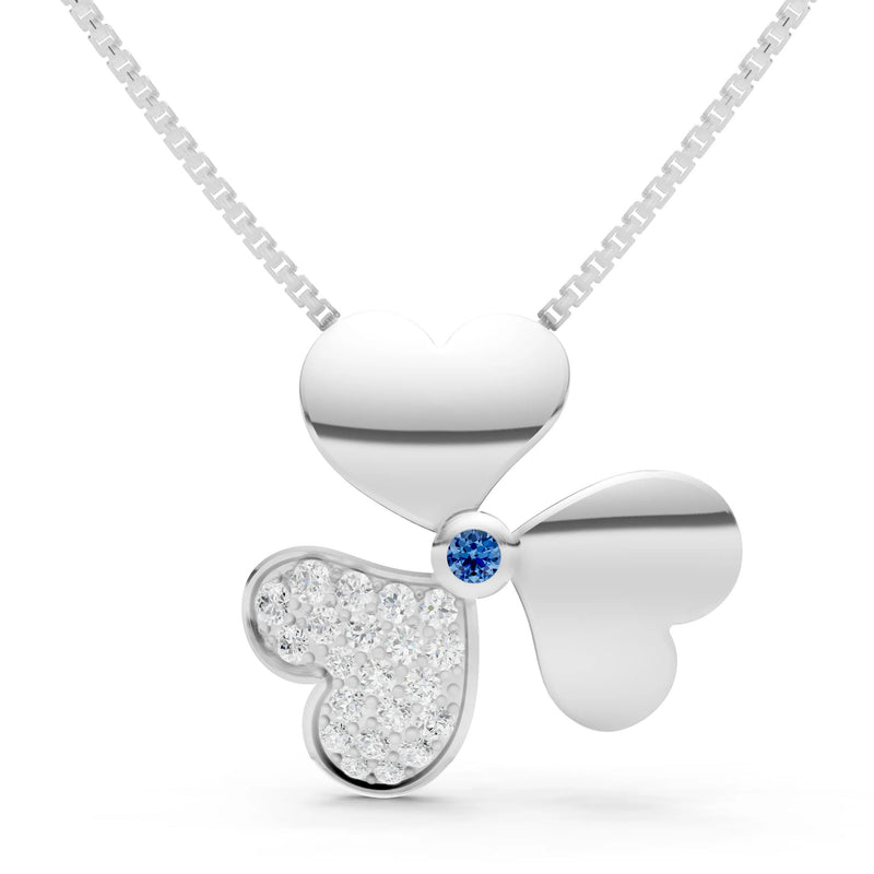 London Blue Topaz Heart Shape Three-leaf Clover Pendant