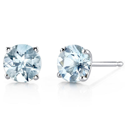 14K Gold Round Solitaire Stud Earrings
