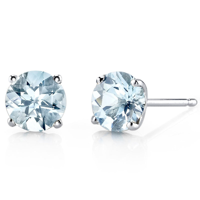 14K Gold Round Solitaire Stud Earrings