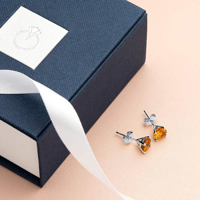 14K Gold Round Solitaire Stud Earrings