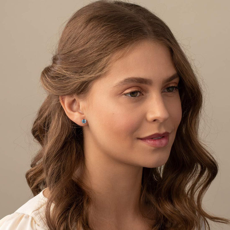 14K Gold Round Solitaire Stud Earrings