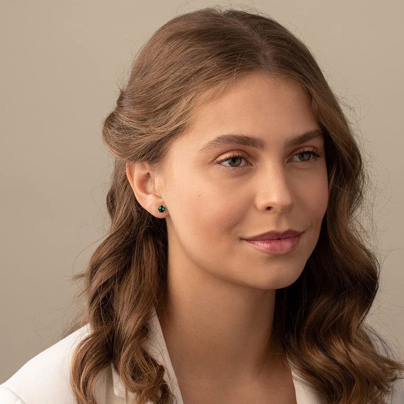 14K Gold Round Solitaire Stud Earrings
