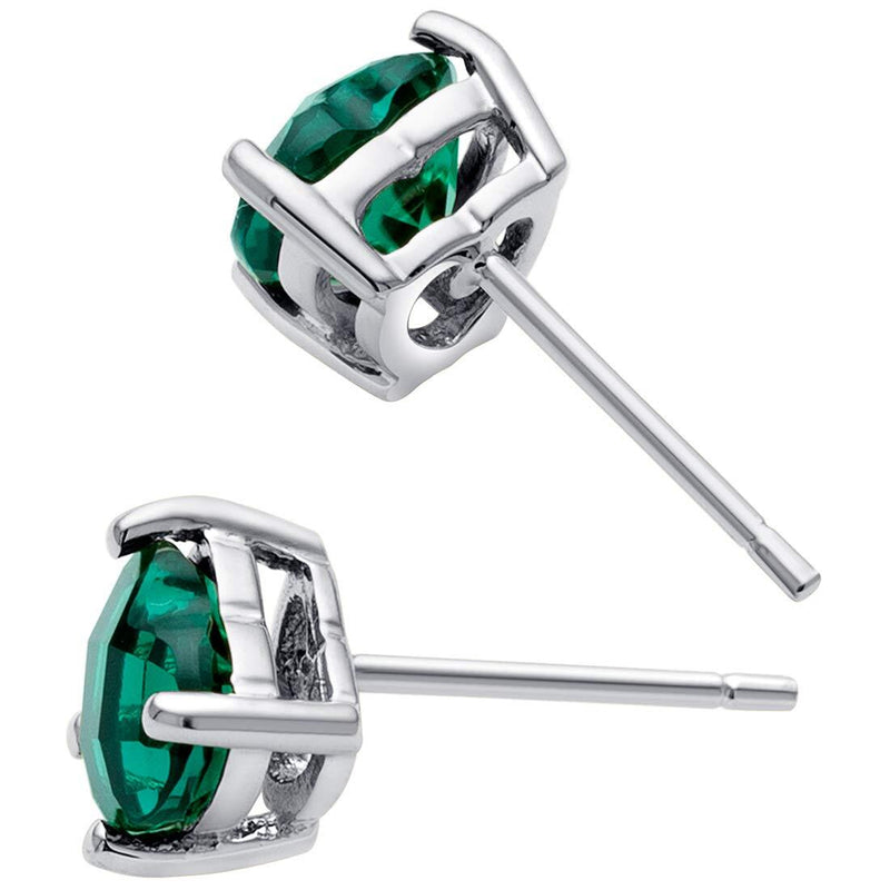 Emerald Stud Earrings 14 Karat White Gold Heart Shape