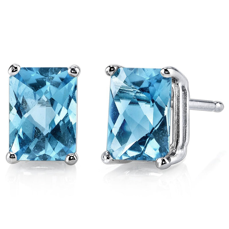 Birthstone Stud Solitaire Radiant Cut 14K Gold Earrings
