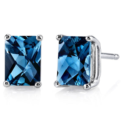 Birthstone Stud Solitaire Radiant Cut 14K Gold Earrings