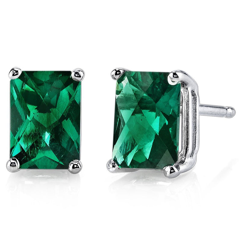 Birthstone Stud Solitaire Radiant Cut 14K Gold Earrings