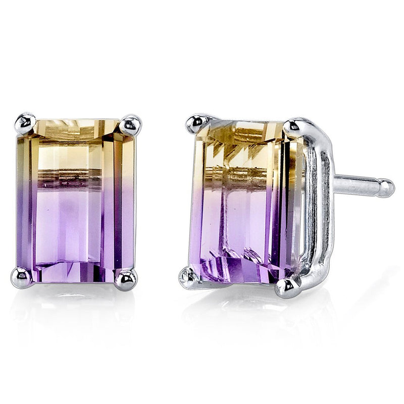 Birthstone Stud Solitaire Radiant Cut 14K Gold Earrings