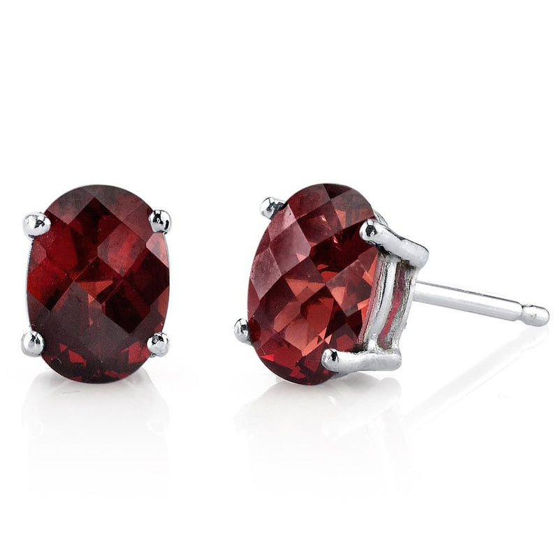 Birthstone Oval Solitaire Stud 14K Gold Earrings