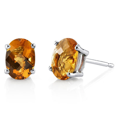 Birthstone Oval Solitaire Stud 14K Gold Earrings