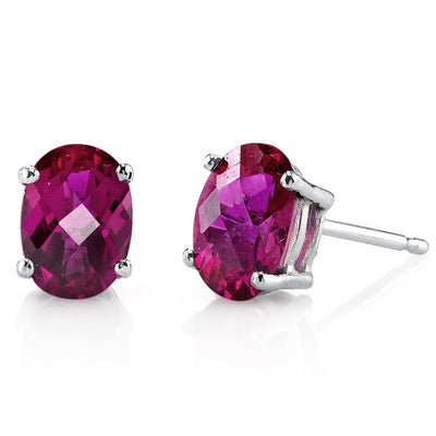 Birthstone Oval Solitaire Stud 14K Gold Earrings
