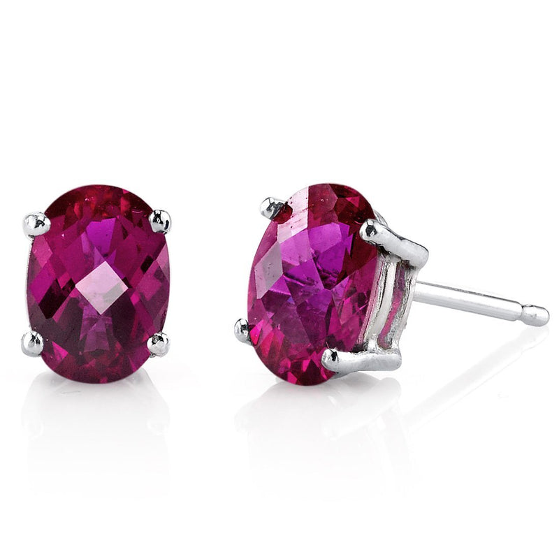 Birthstone Oval Solitaire Stud 14K Gold Earrings