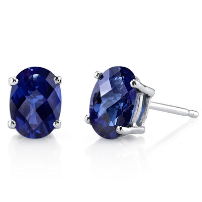 Birthstone Oval Solitaire Stud 14K Gold Earrings
