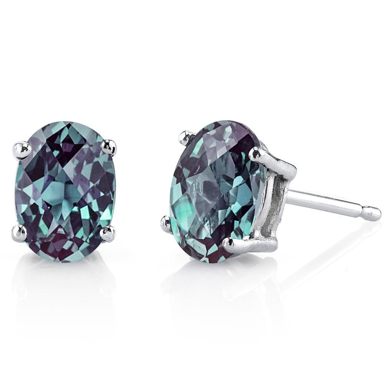 Birthstone Oval Solitaire Stud 14K Gold Earrings