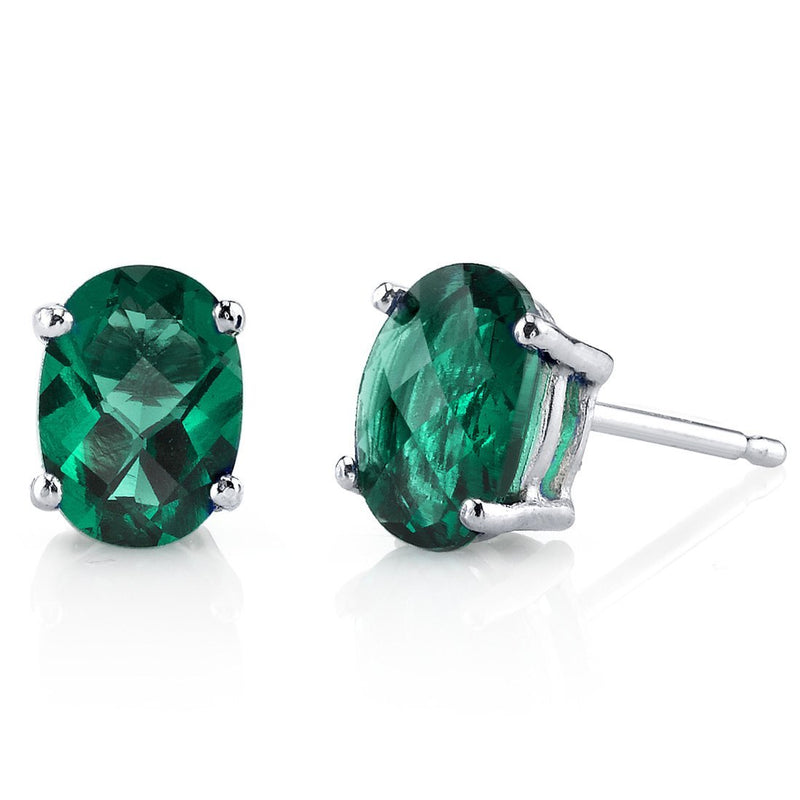 Birthstone Oval Solitaire Stud 14K Gold Earrings