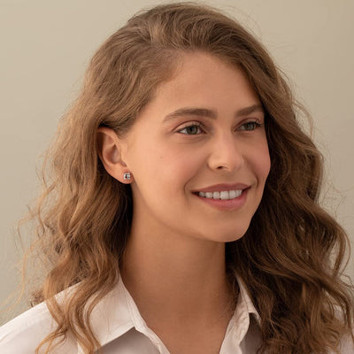 Birthstone Cushion Cut Solitaire Stud 14 Karat Gold Earrings