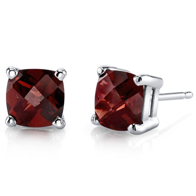 Birthstone Cushion Cut Solitaire Stud 14 Karat Gold Earrings