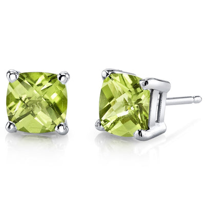 Birthstone Cushion Cut Solitaire Stud 14 Karat Gold Earrings
