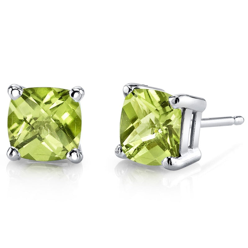 Birthstone Cushion Cut Solitaire Stud 14 Karat Gold Earrings